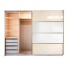 Gold Dulap 2800 Crem cu usi MDF Lucios si Oglinda + 1 Comoda
